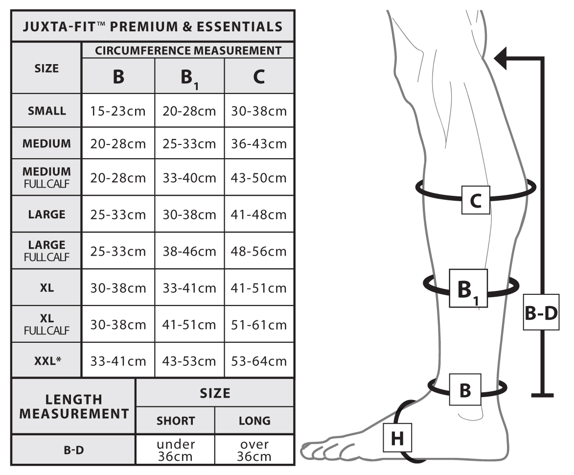 Legs Size Chart